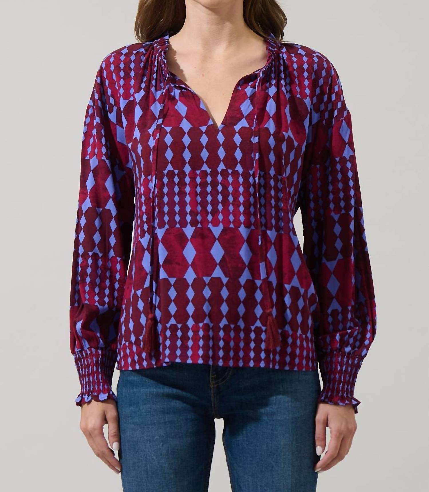 Sugarlips - Ramsay Abstract Weylin Split-neck Blouse