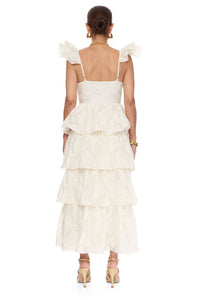 LENA Carly Ruffle Cutout Midi Dress in ivory - women's dress - view 4