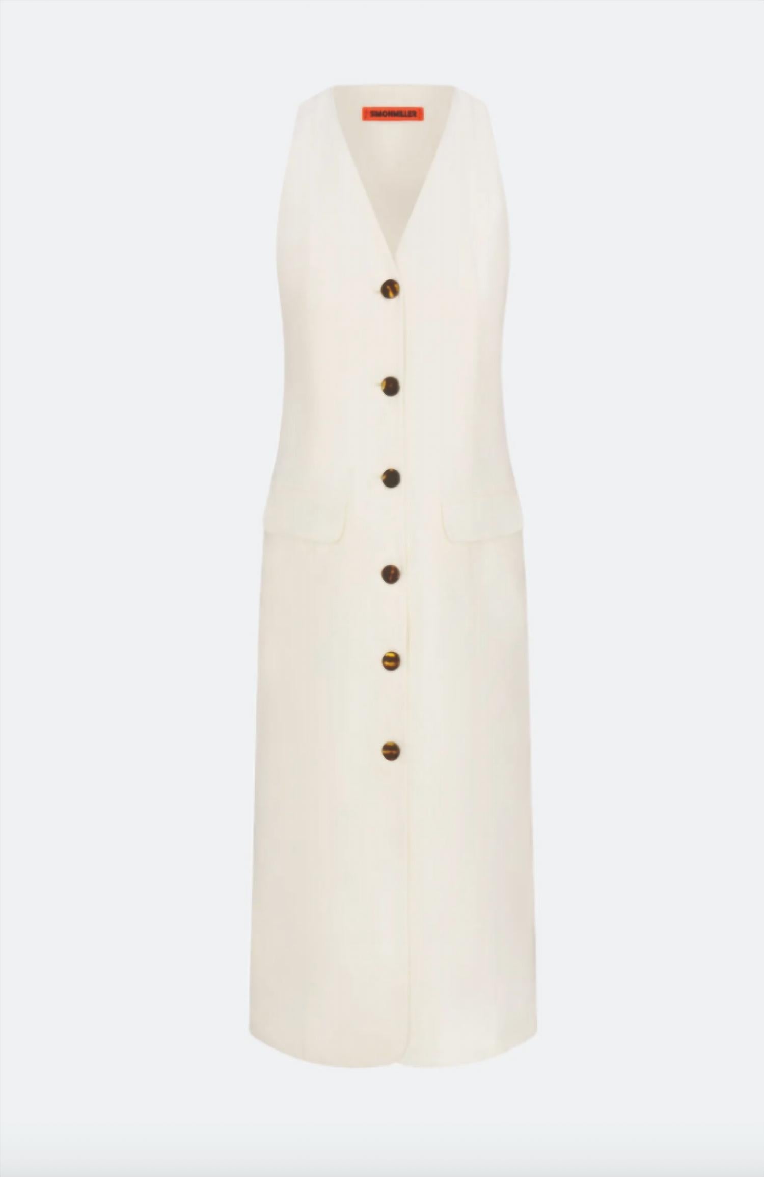 SIMON MILLER Zapata Linen Midi Dress in gesso - women's dress - view 4
