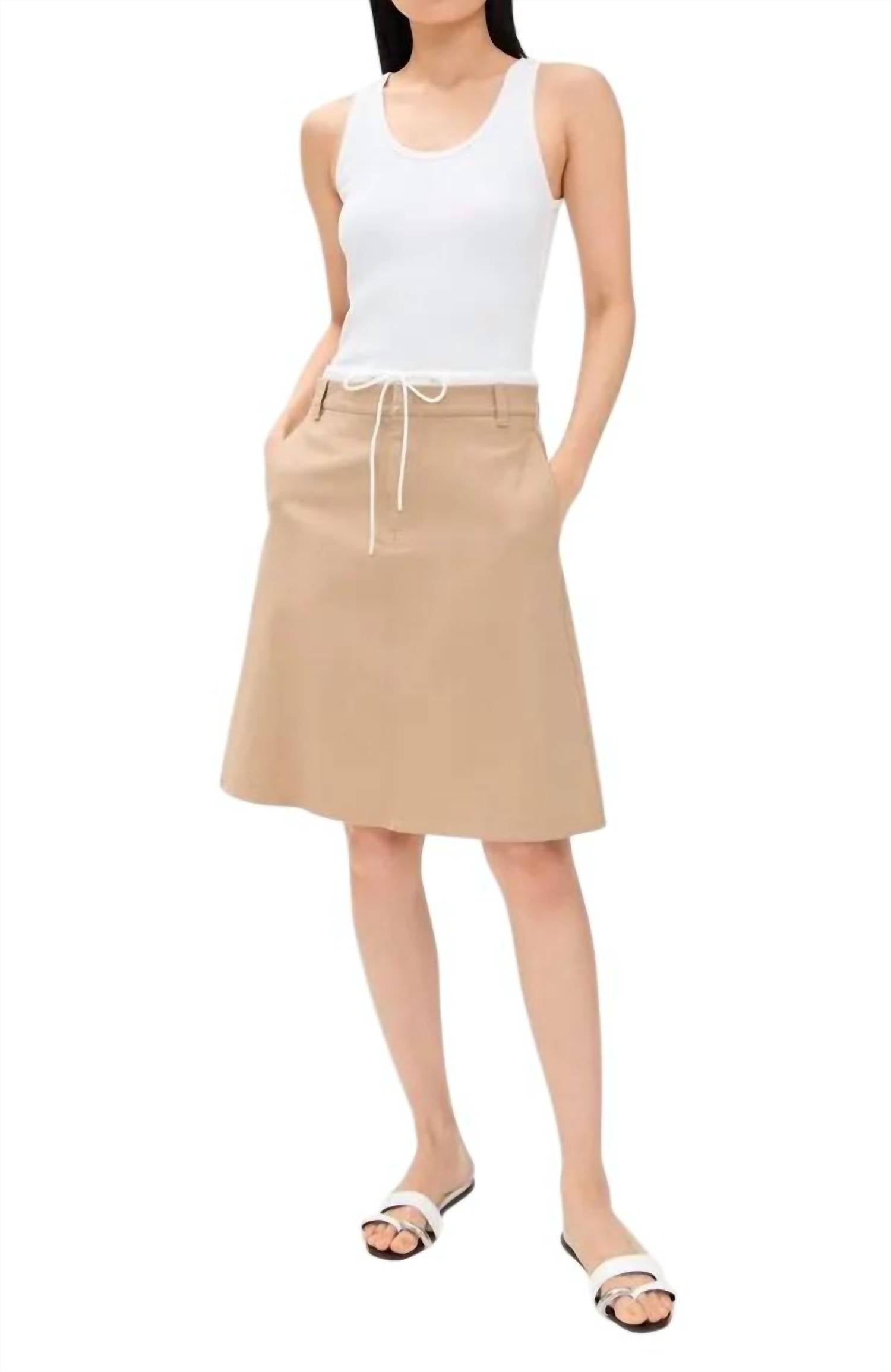 Vince Double Waistband A-line Skirt in sandbar - women's skirt - view 4