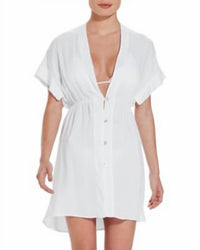 ViX Fuji Sheer Caftan in white - women's swimwear - detail view