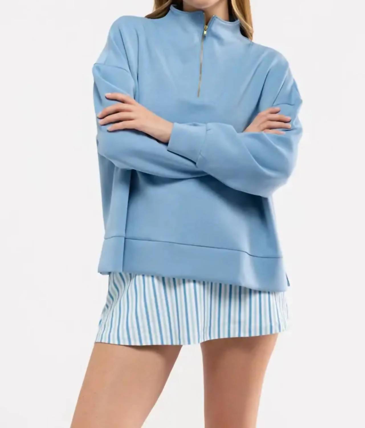 SMITH & QUINN Morgan Quarter Zip Top in regatta - women's top