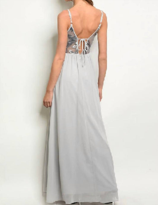 Embroidered Grey Boho Maxi Dress