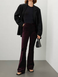 Paige High Rise Lou Lou Velvet Pants in black cherry - women's pants - alternate view