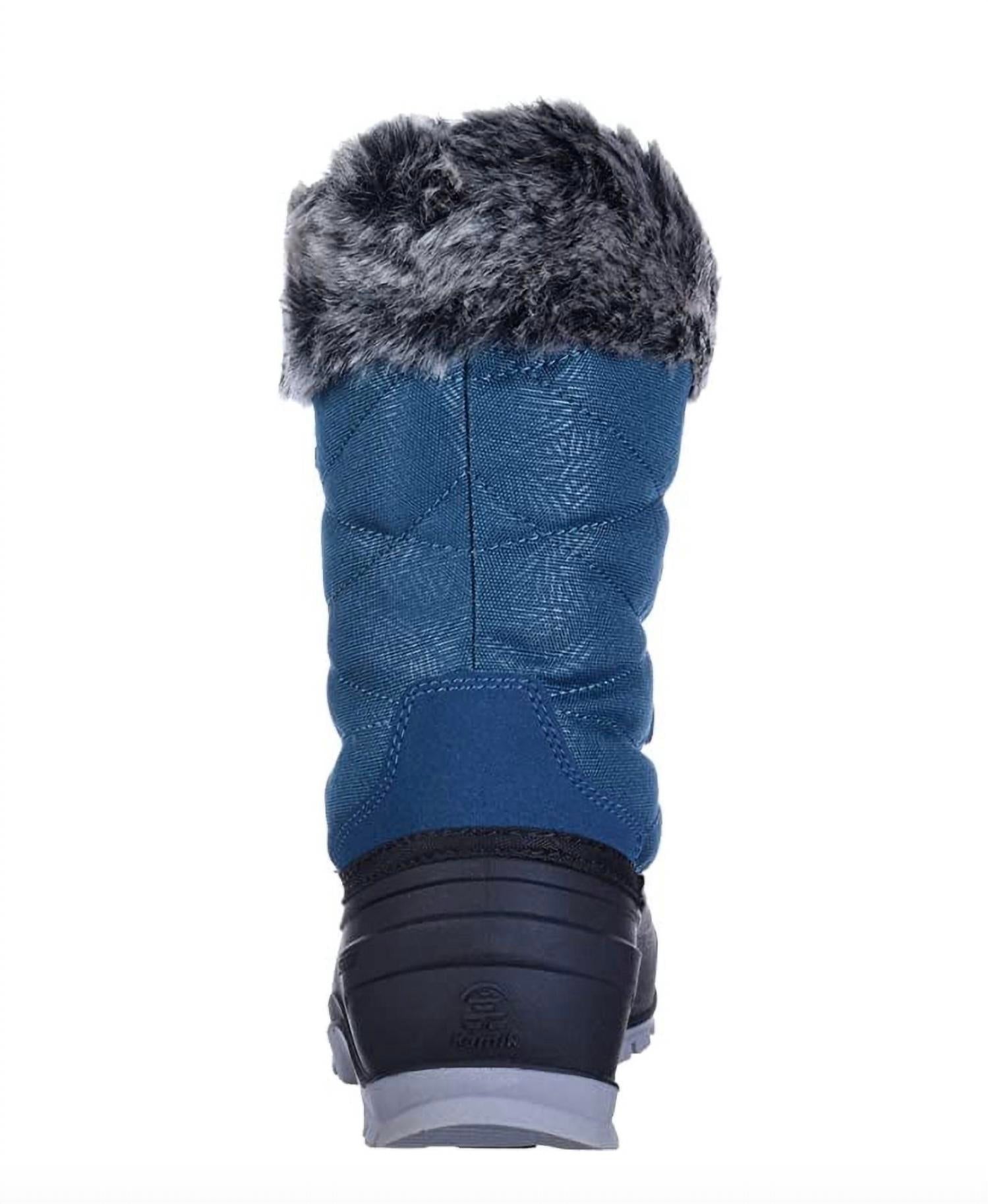Kamik - Women's Momentum3 Teal Pull On Rounded Toe Waterproof Fur Trim Ankle Snow Boots