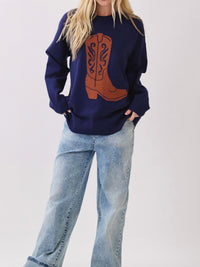 Sewn And Seen - Cowboy Boot Knit Sweater