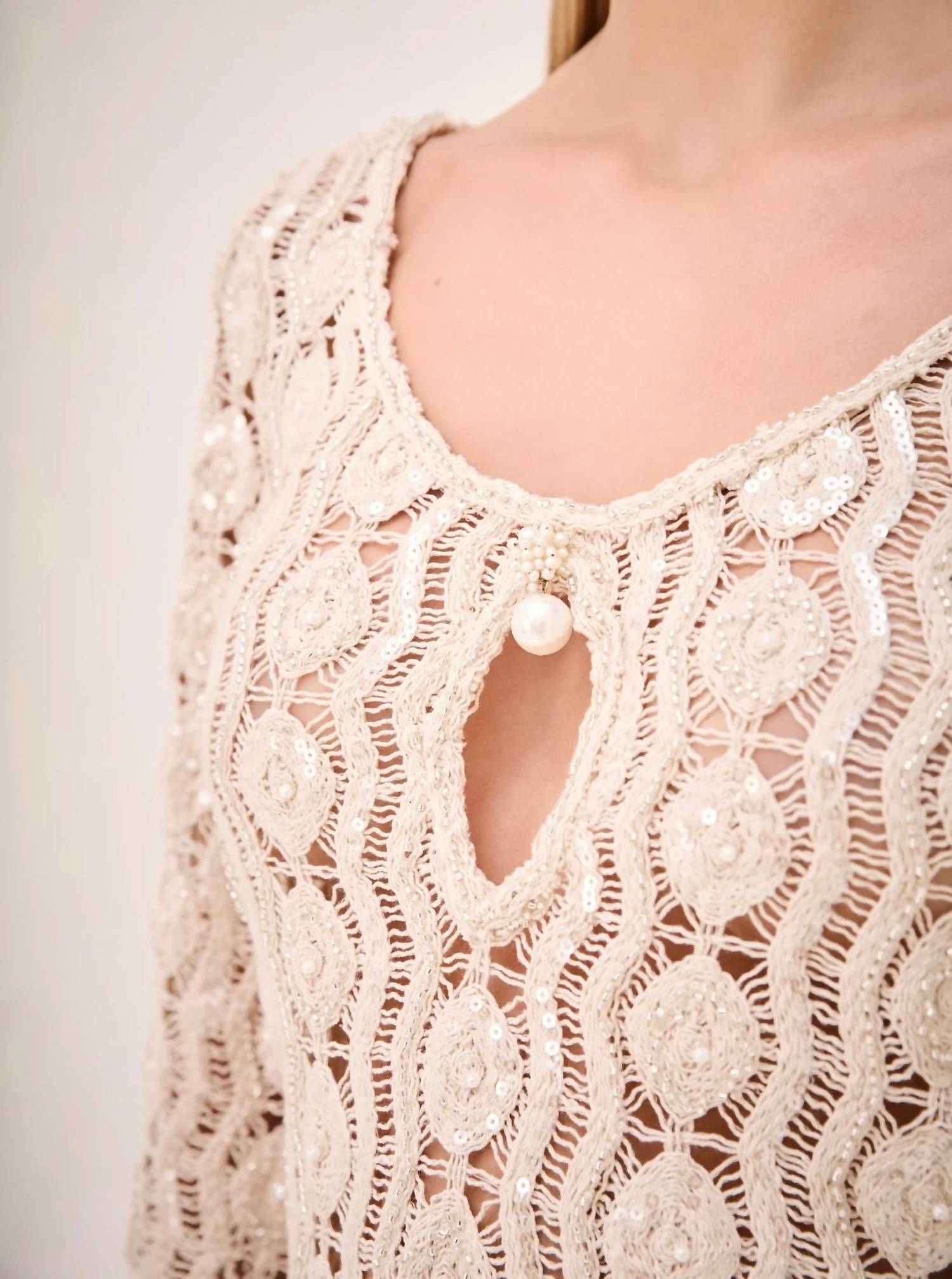 ALEXIS Micah Long-sleeve Mini Silhouette Dress in beige - women's dress - alternate view
