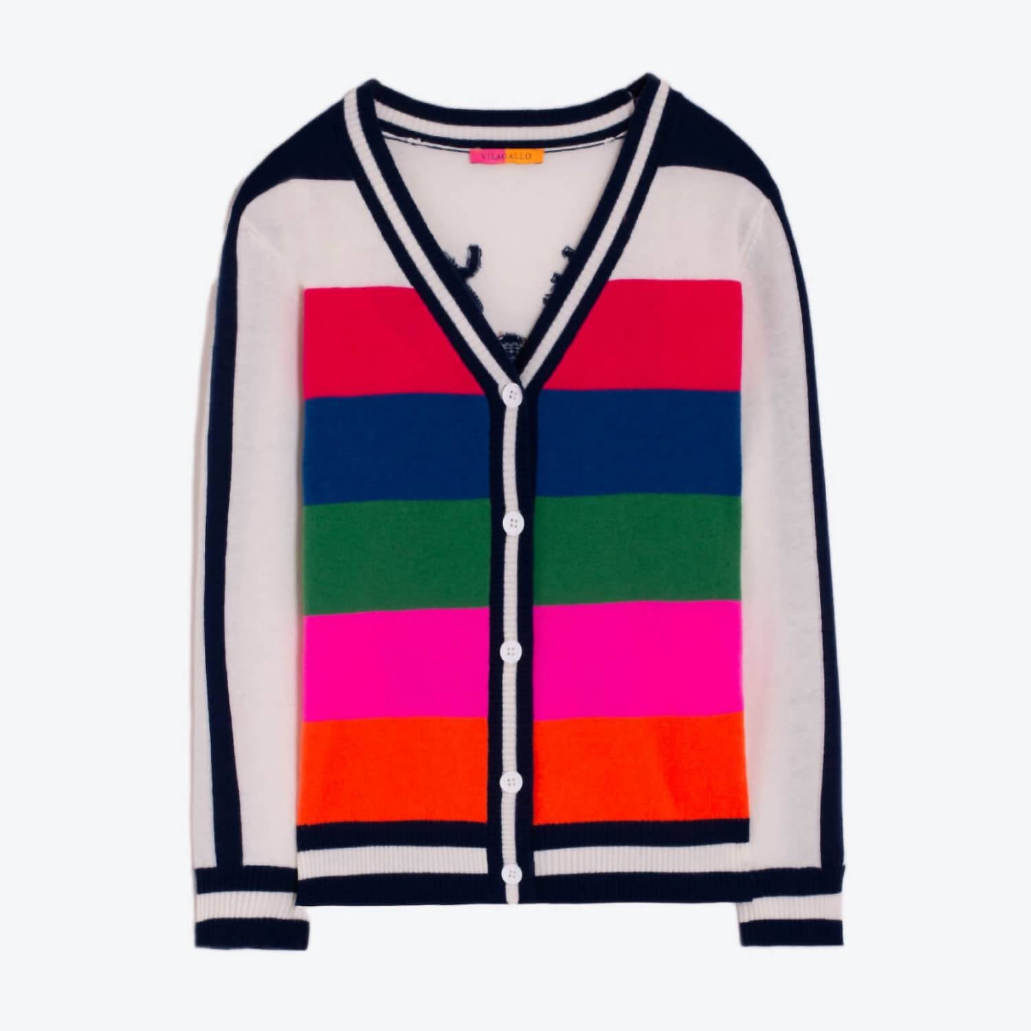 Vilagallo - Striped Tennis Knit Cardigan