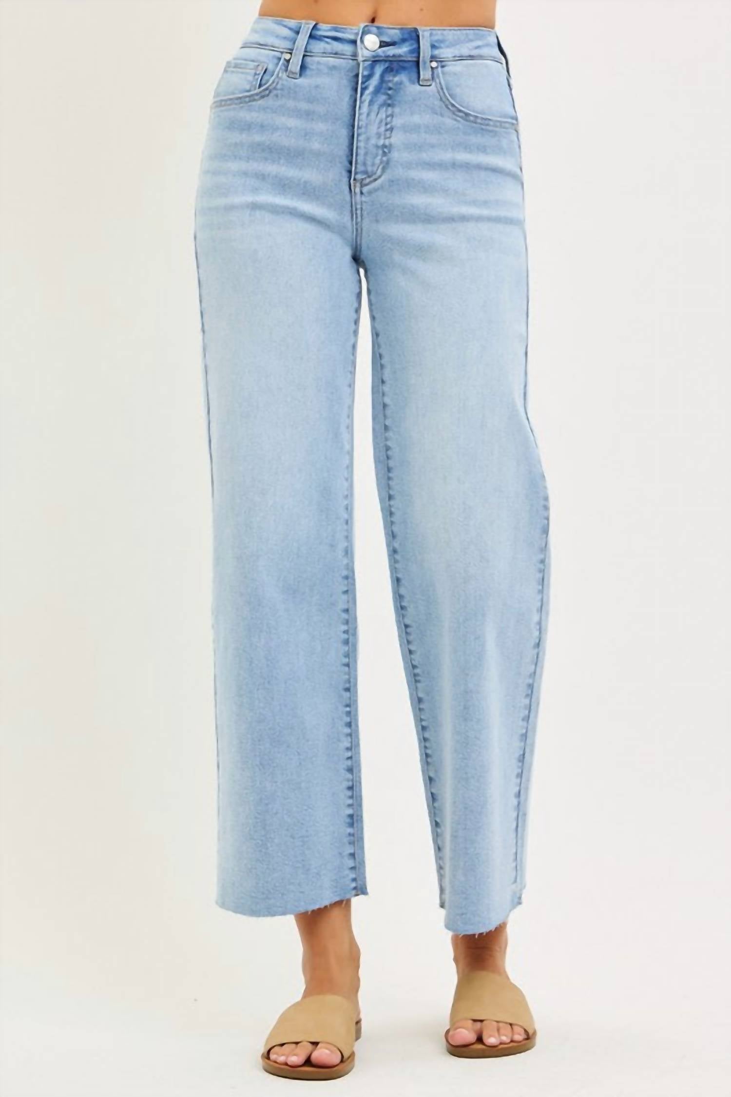 Risen - Wrenley Tummy Control High Rise Crop Wide Leg Jeans