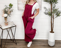 White Birch - Let's Do This Cotton Wide-leg Overalls