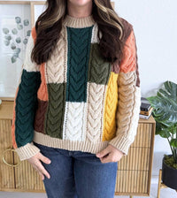 Apricot - Cable Block Chunky Sweater