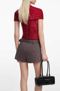 Self-Portrait - Fil Coupe Cut Out Short Sleeve Top