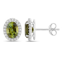Diana M Jewels Women's Oval Natural Tourmaline Stud Earrings (1.92 Ct) - Classic in 14k white gold - women's jewelry - detail view