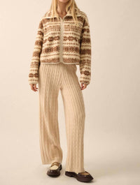 Promesa - Cable Knit Wide-Leg Sweater Pants