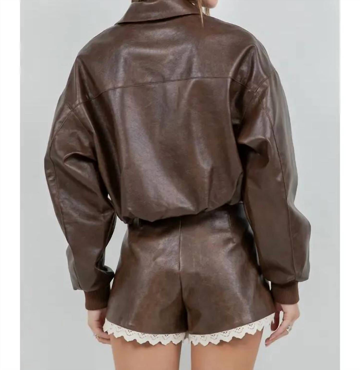 Whiteroom+Cactus - Faux Leather Zip Up Moto Jacket