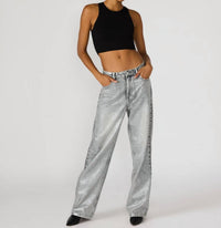 STEVE MADDEN Zo Straight Leg Jean in silver 1 - women's jeans