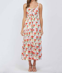 Fate Cut Out Tie Front Floral Maxi Dress in cream - women's dress