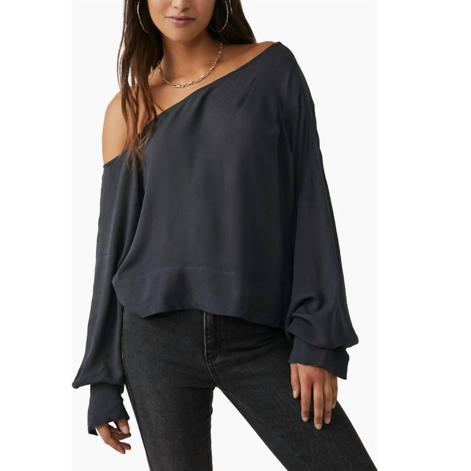 Free People Justina One Shoulder Blouse in metal - women's blouse