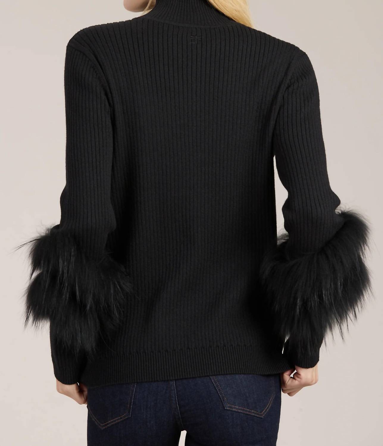 Tyler Boe - Cosette Cotton Cashmere Mock Neck Faux Fur Sweater