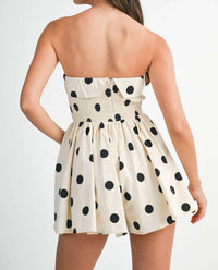 Mable - Katy Polka Dot Strapless Fold Over Tube Romper