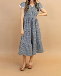 Polagram - Rayla Plaid Tiered Midi Dress