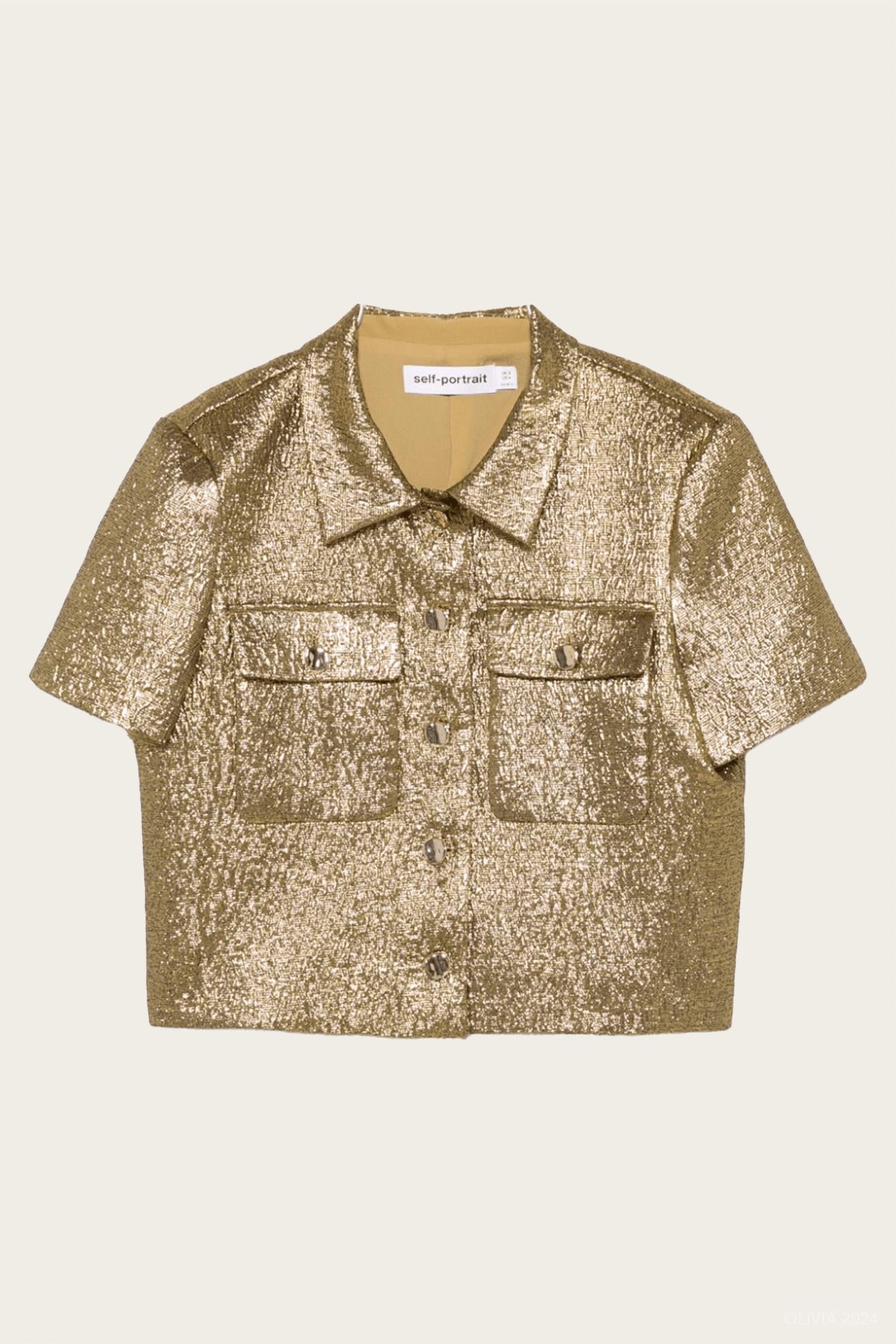 Self-Portrait - Metallic Jacquard Top