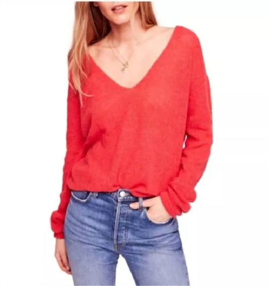Free People - Gossamer V-Neck Sweater Coral Light Knit Pullover