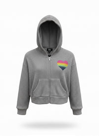 flowers by zoe Girl's Waffle Lounge Zip Hoodie in grey - kids' shirt