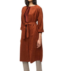 Joseph Ribkoff Scuba Suede Straight Fit Coat in cinnamon - women's jacket - detail view
