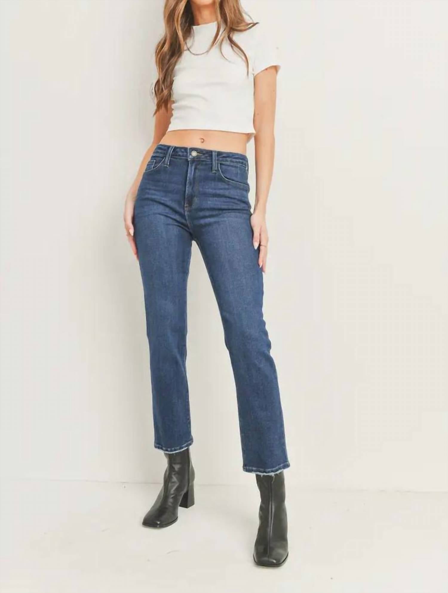 Just Black Denim - Hem Distress Slim Straight