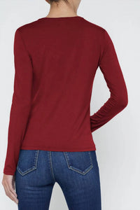 L'Agence TESS LONG SLEEVE SHIRT in syrah - women's long sleeve top - detail view