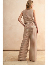 Miou Muse - Striped Pattern Wide Leg Pants