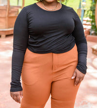 Mittoshop - Here For It Long Sleeve Ribbed Crop Top