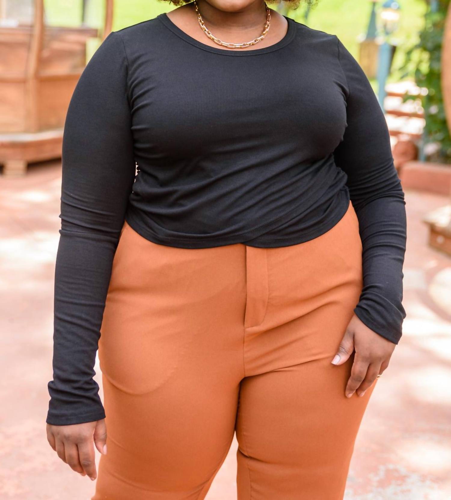 Mittoshop - Here For It Long Sleeve Ribbed Crop Top