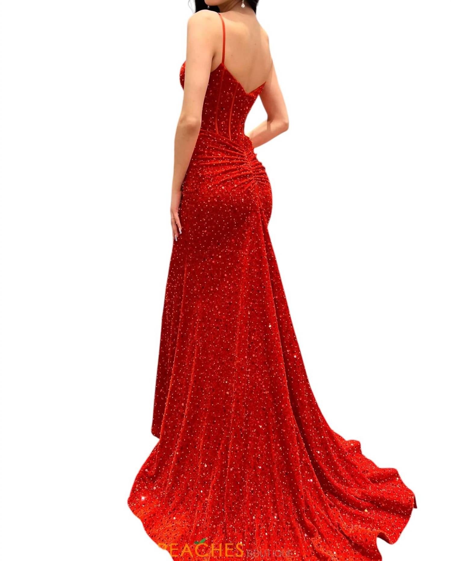 Sherri Hill - Velvet Sequin Prom Dress With Pearl Embellishments