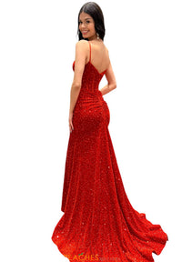Sherri Hill - Velvet Sequin Prom Dress With Pearl Embellishments