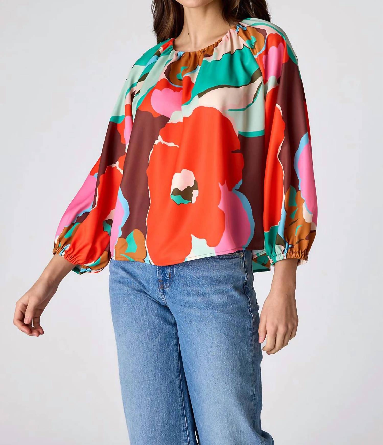Crosby by Mollie Burch Claudia Crew Blouse in o keefe - women's blouse - detail view
