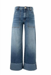 Kut From The Kloth - Women's Meg High Rise Wide Legs Roll Up Hem Jeans