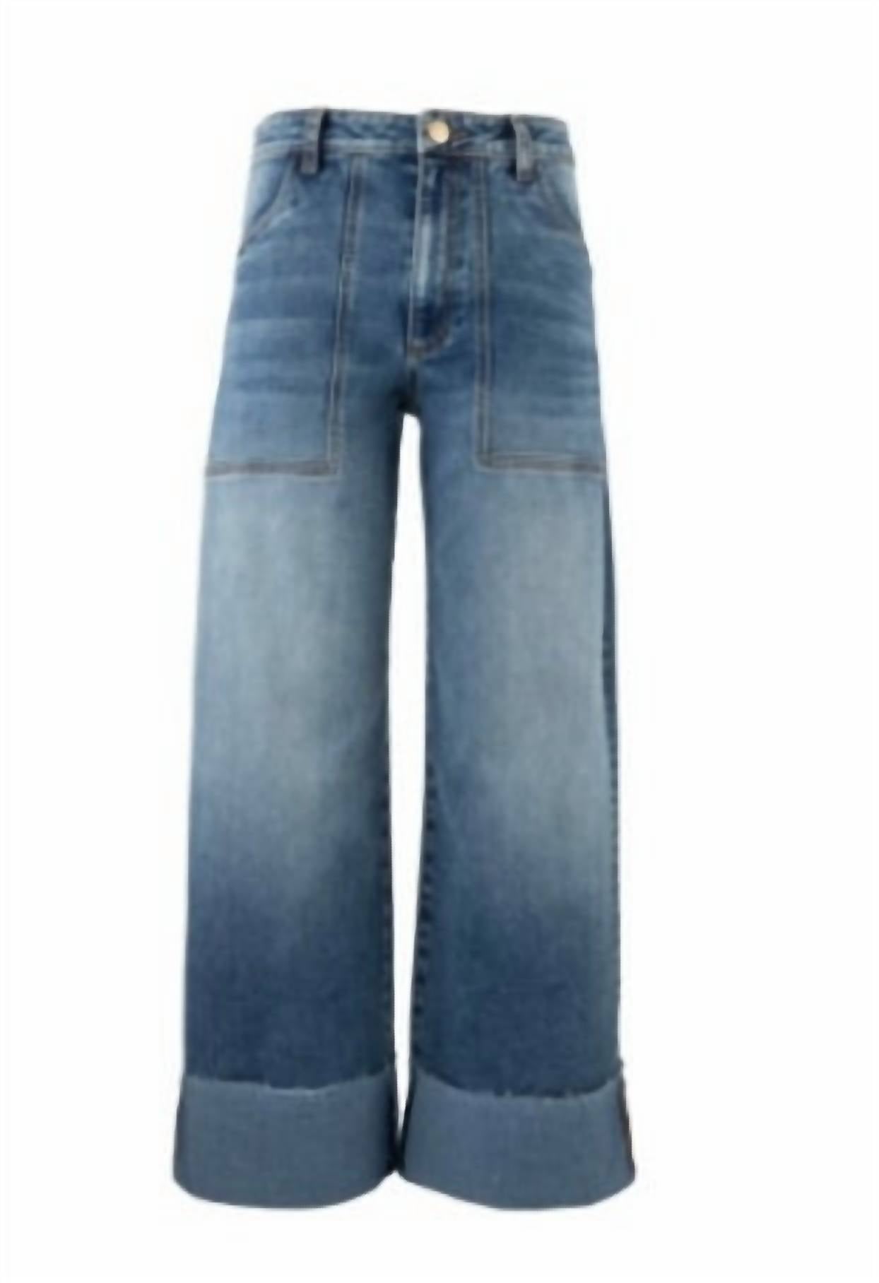 Kut From The Kloth - Women's Meg High Rise Wide Legs Roll Up Hem Jeans
