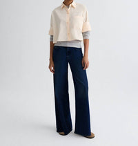 TWP Next Ex Shirt in creme de peche 1 - women's long sleeve top - detail view
