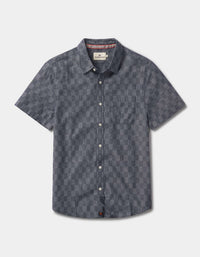 The Normal Brand Short Sleeve Button Up Shirt in summer navy check - men's shirt - view 4