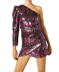 Misa Los Angeles Nova Dress in brown ikat sequin - women's dress