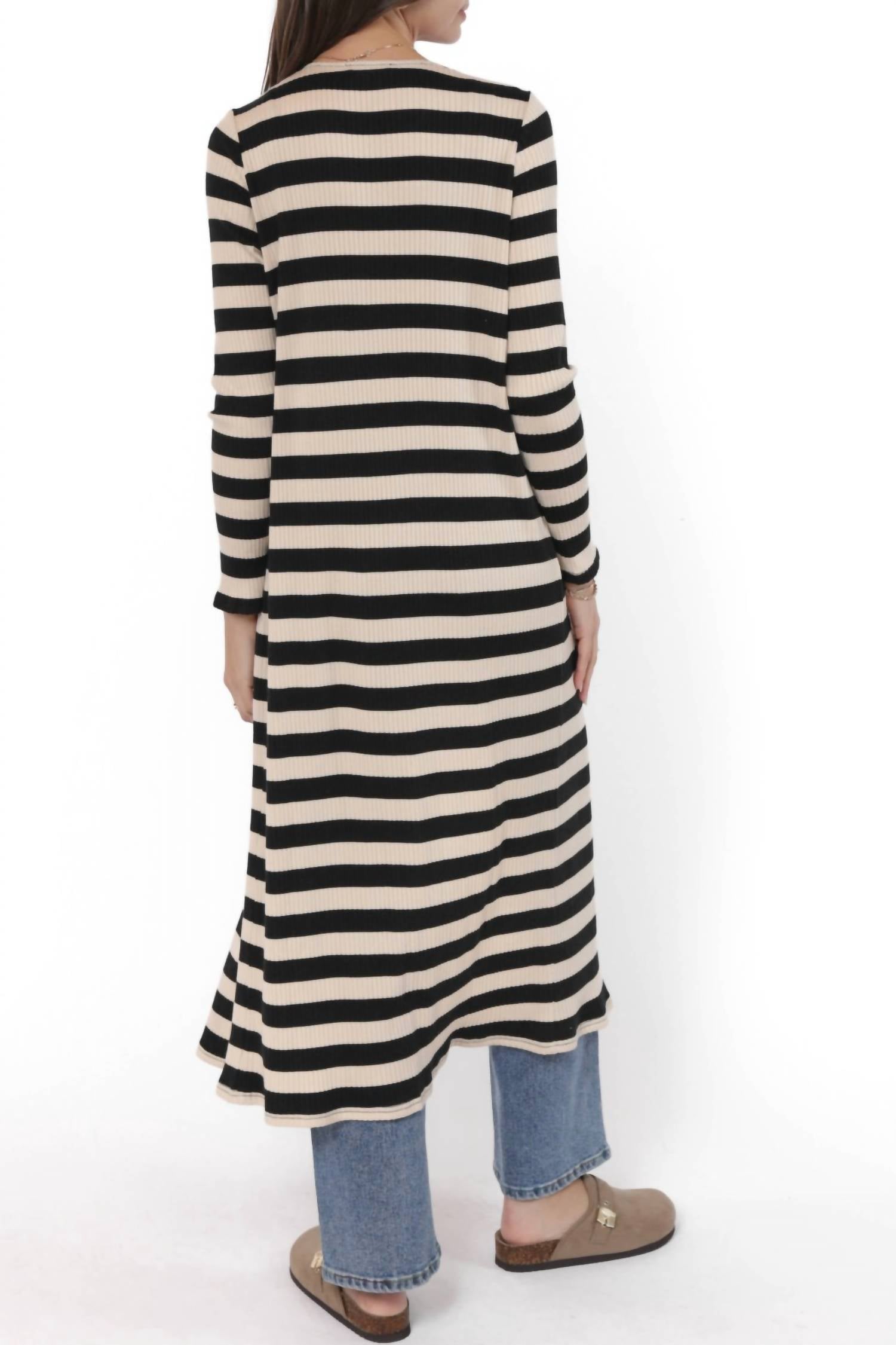 Sadie & Sage - Soul Sisters Striped Rib Knit Long Cardigan