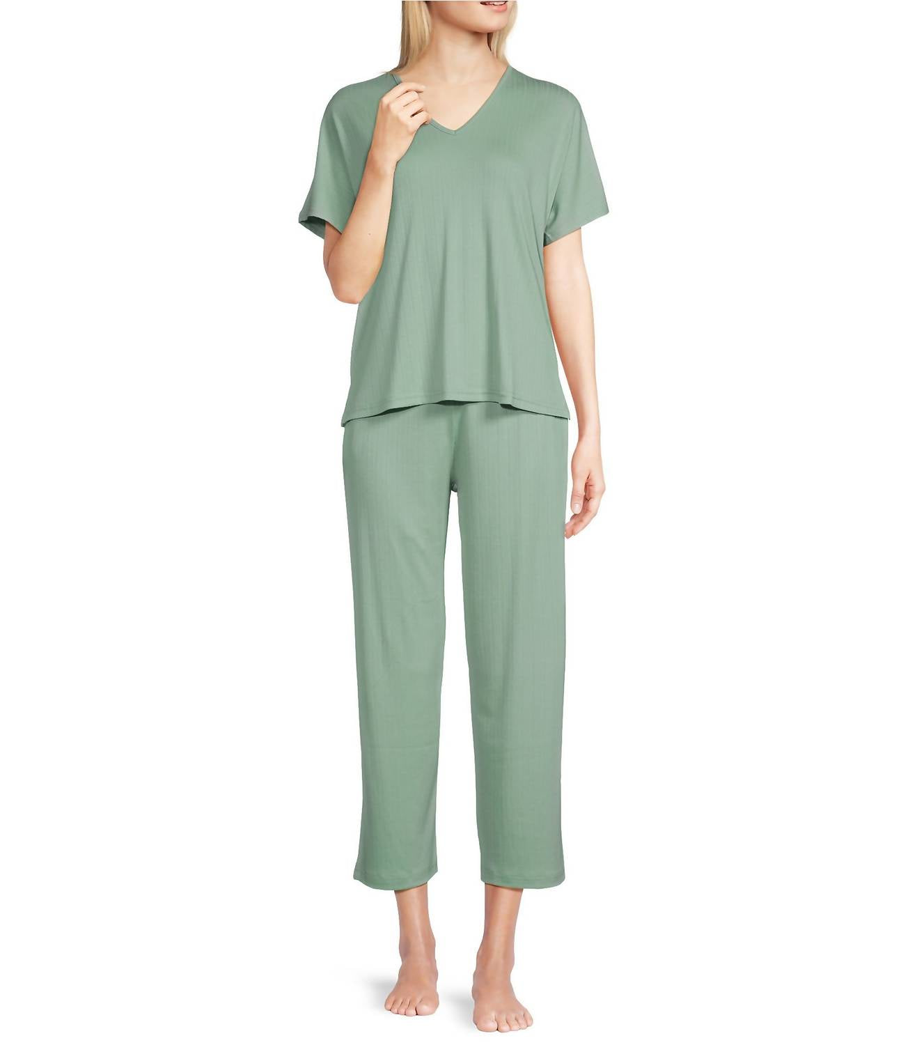 Natori Soothe Short Sleeve Lounge Set in sage - women's sleepwear