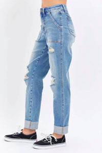 Judy Blue - High-rise Patch Pocket And Distress Jeans