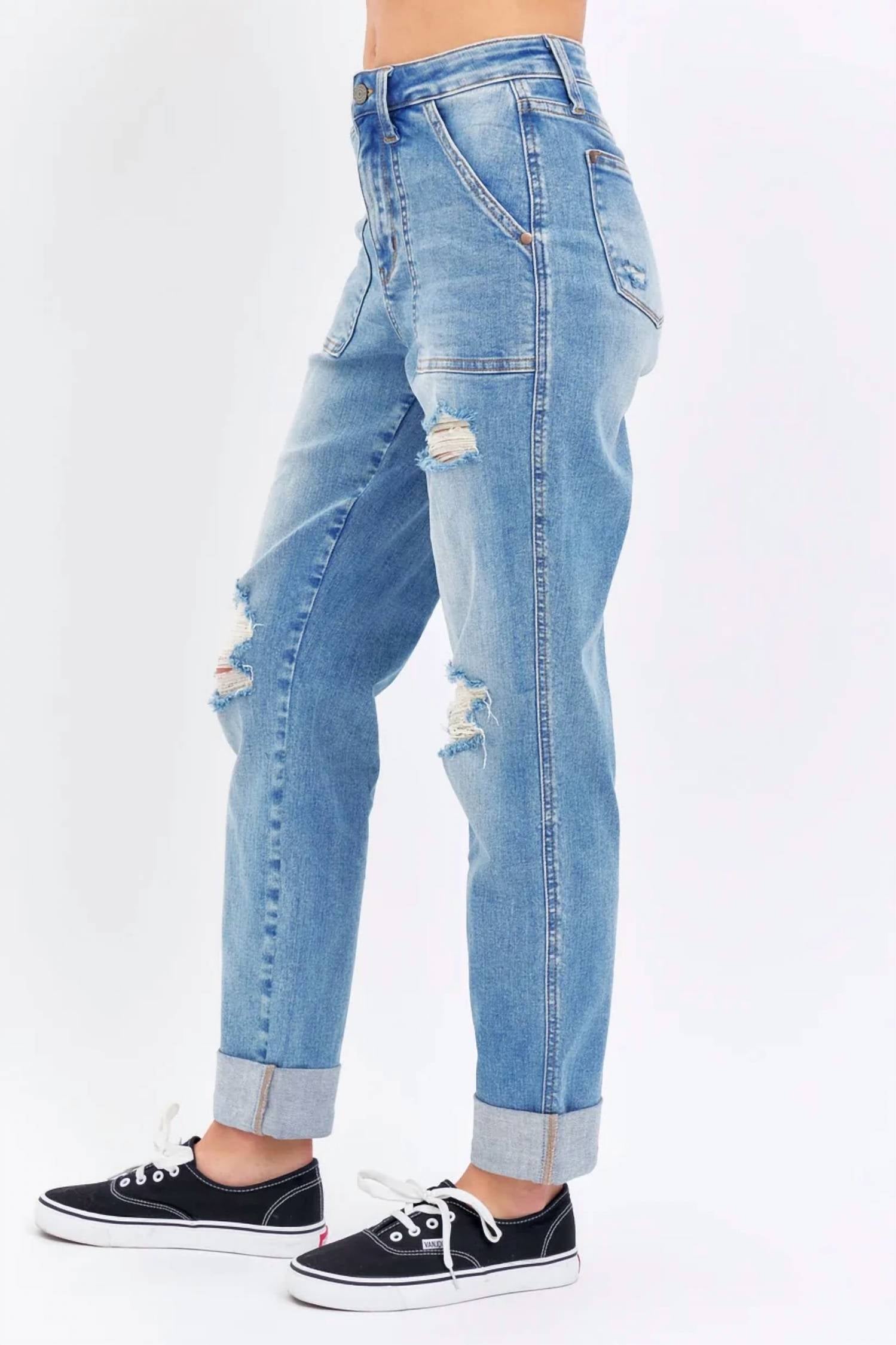 Judy Blue - High-rise Patch Pocket And Distress Jeans