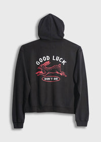Iron & Resin Men's Good Luck Zip Hoodie in black - men's shirt - detail view