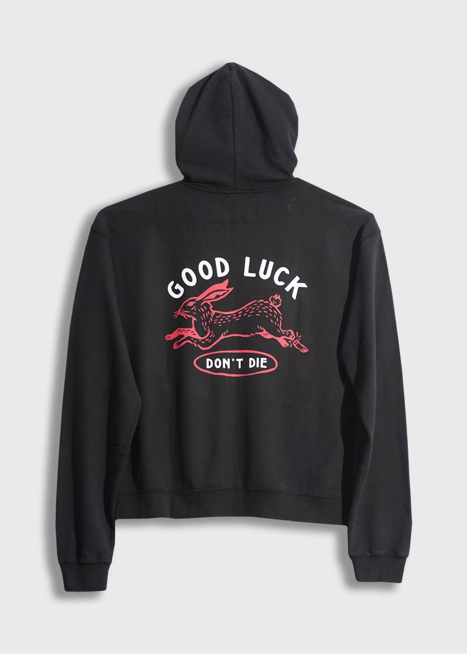 Iron & Resin Men's Good Luck Zip Hoodie in black - men's shirt - detail view