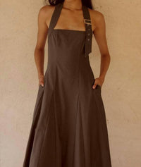 Seven Wonders Astrid Halter Midi Dress in brown - women's dress - alternate view