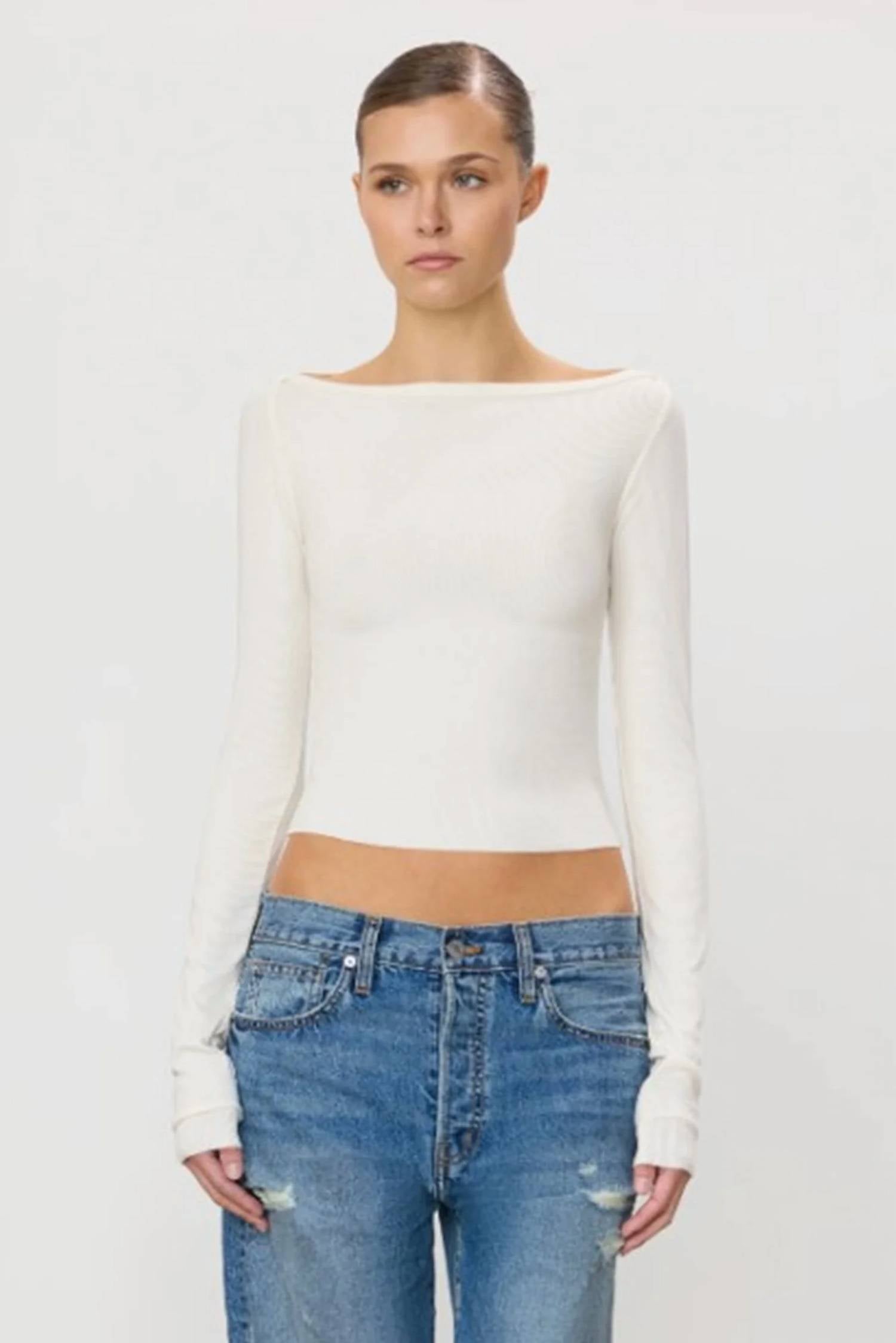 Eterne - Long Sleeve Boatneck Top